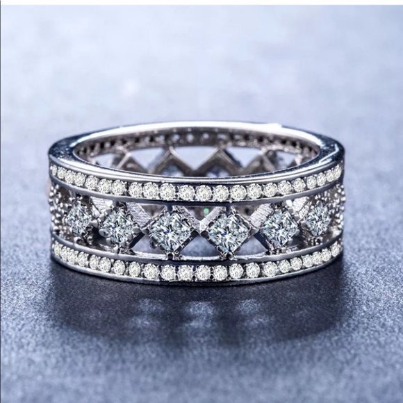 925 S Pretty Princess Cut White Sapphire Ring #63 - Picture 3 of 4